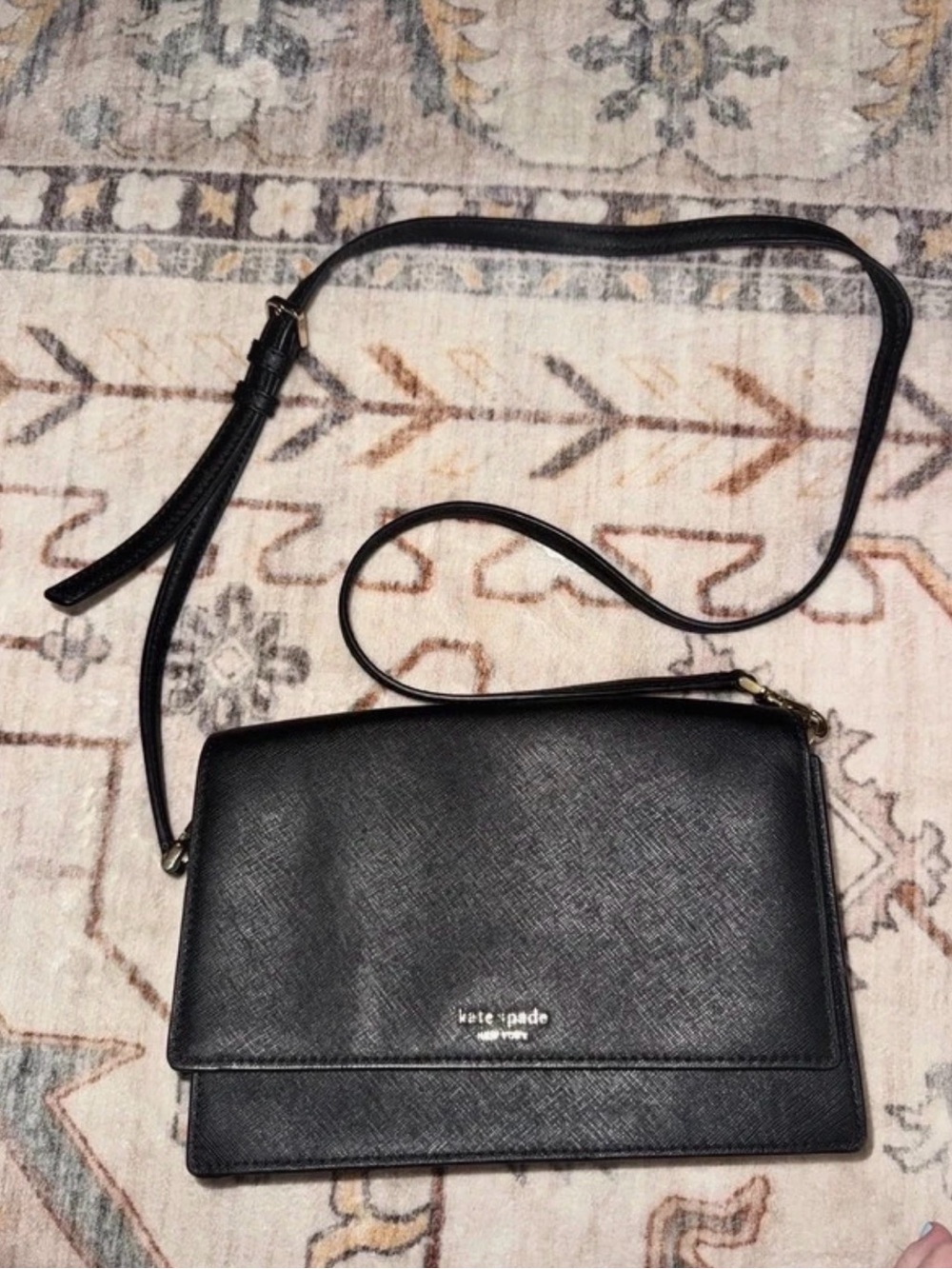 kate spade black saffiano crossbody bag